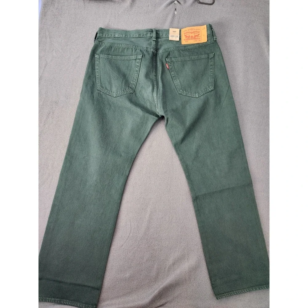 Levi's Mens 36x29 501 Original Straight Leg Jeans Dark Green Button Fly NWT